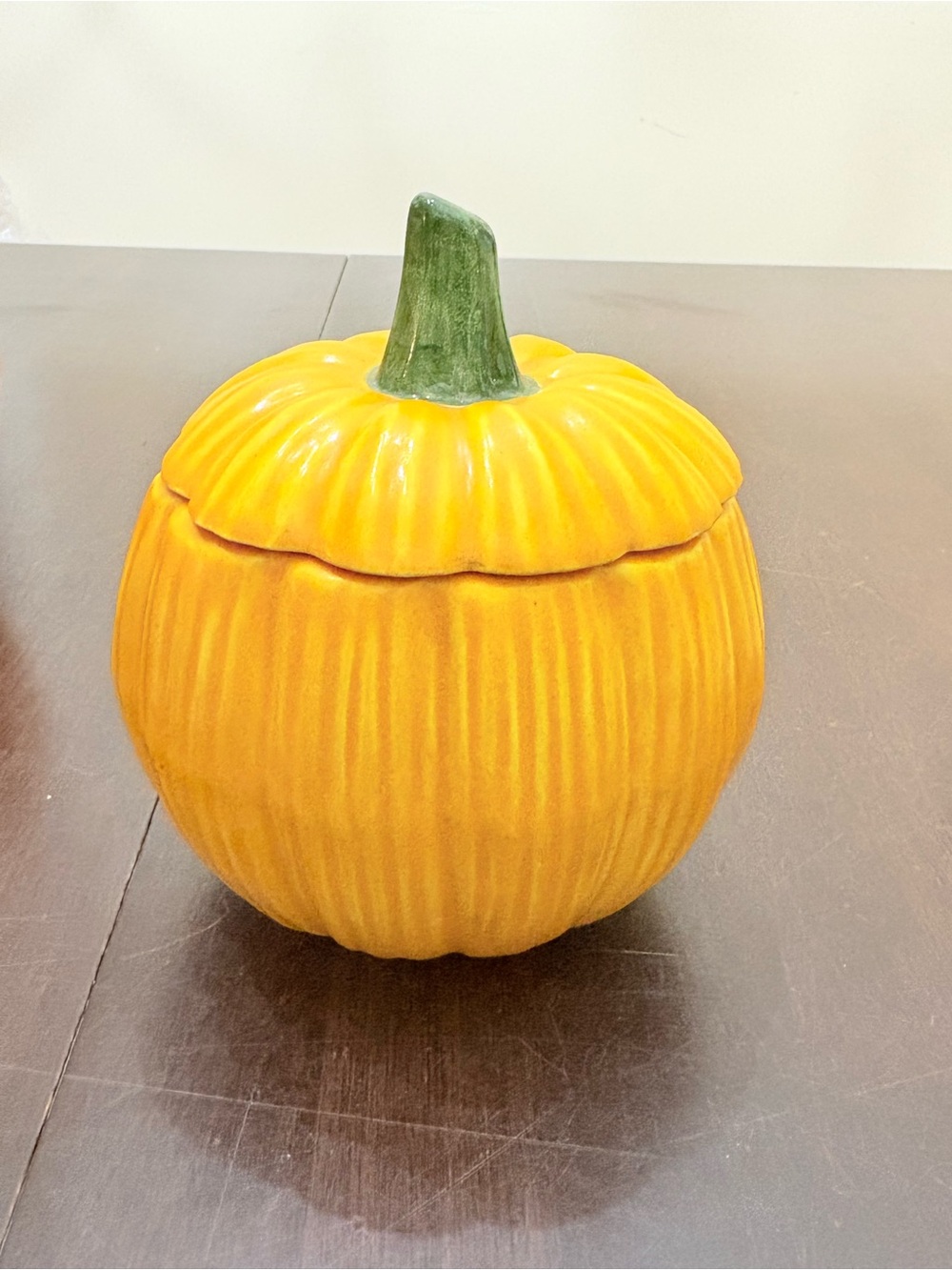 Ceramic Pumpkin Jar with Green Stem